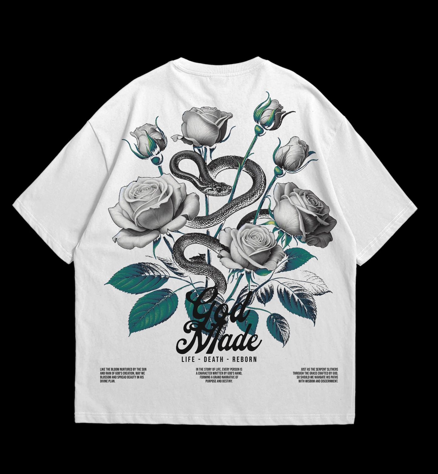 GOD MADE Oversized Tee - Life, Death, Reborn