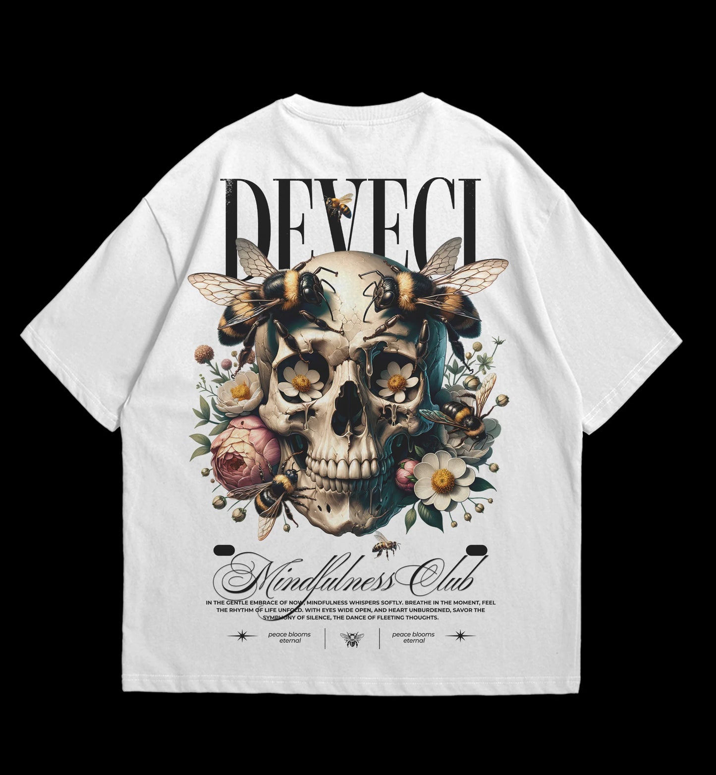 MINDFULNESS CLUB Oversized Tee - Skull & Bees