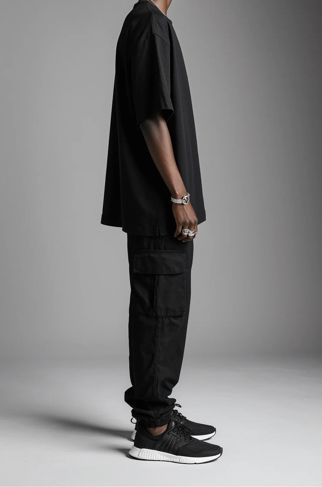 JET BLACK PREMIUM OVERSIZED TEE — DEVECI ESSENTIALS