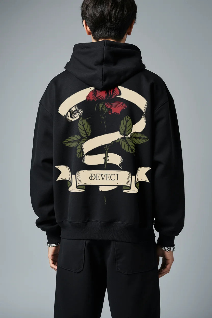DEVECI ROMANCE HOODIE | Enigmatic Rose Heavyweight Streetwear - Artisan Collection