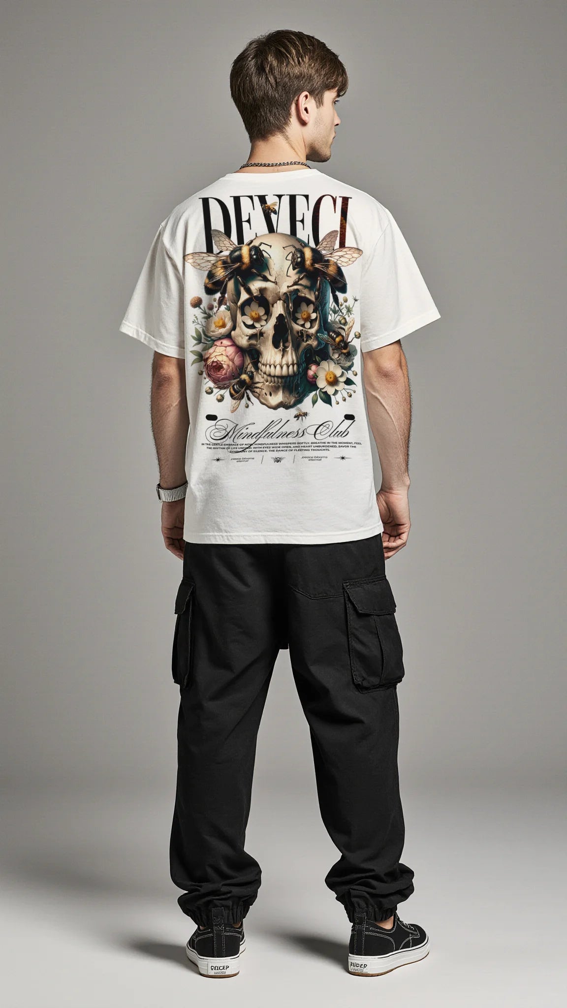 MINDFULNESS CLUB Oversized Tee - Skull & Bees