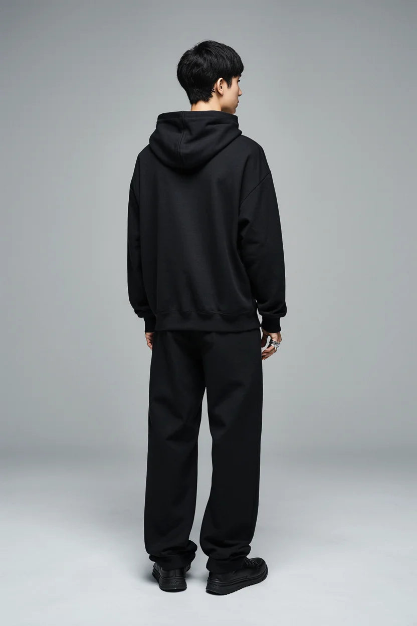 BLACK PREMIUM OVERSIZED HOODIE — DEVECI ESSENTIALS