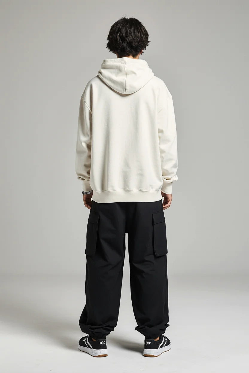WHITE PREMIUM OVERSIZED HOODIE — DEVECI ESSENTIALS