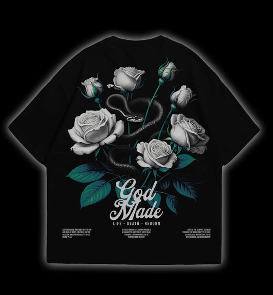 GOD MADE Oversized Tee - Life, Death, Reborn