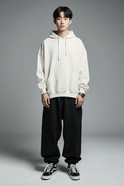 WHITE PREMIUM OVERSIZED HOODIE — DEVECI ESSENTIALS