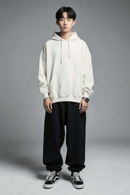 WHITE PREMIUM OVERSIZED HOODIE — DEVECI ESSENTIALS